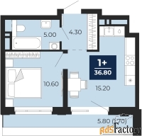 1 - комн.  квартира, 36.8 м², 17/18 эт.