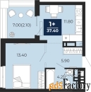 1 - комн.  квартира, 37.4 м², 16/18 эт.