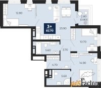 3 - комн.  квартира, 82.7 м², 15/18 эт.