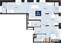 3 - комн.  квартира, 95.8 м², 3/18 эт.