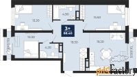 3 - комн.  квартира, 88.4 м², 17/18 эт.
