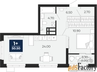 1 - комн.  квартира, 50.5 м², 10/24 эт.