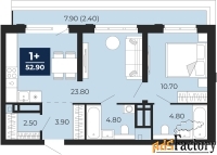 1 - комн.  квартира, 52.9 м², 23/24 эт.