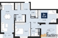 2 - комн.  квартира, 84.61 м², 20/20 эт.