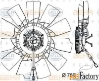 вентилятор, охлаждение двигателя hella 8mv376757151