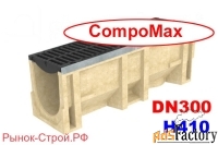 лоток водоотводный compomax лв–30.38.41-п полимербетонный с решёткой щ