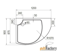 акриловый поддон 120x90 см cezares tray-a-triumph-rh-120/90-15-w-r