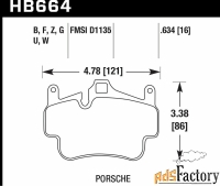 колодки тормозные hb664u.634 hawk dtc-70 porsche 911 (997), boxster 20