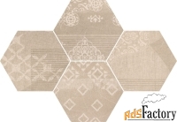 керамогранит provenza gesso esagona patchwork taupe linen 25.5x29.4