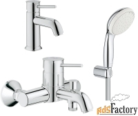 комплект для ванной смеситель grohe bauclassic 23162000 для раковины +