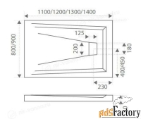 душевой поддон bas атриум 140x90x3