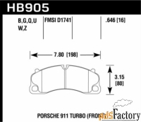 колодки тормозные hb905b.646 hawk hps 5.0 перед porsche 911 turbo, gt3