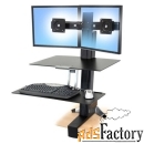 рабочее место ergotron 33-349-200, workfit-s, dual monitor worksurface