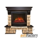 домашний электрокамин real-flame stone brick 25/25,5 с очагом evrika 2