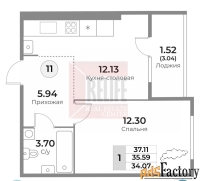 1 - комн.  квартира, 37.11 м², 3/10 эт.