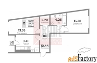 2 - комн.  квартира, 54.71 м², 1/10 эт.