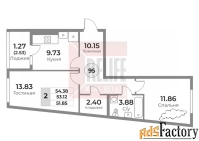 2 - комн.  квартира, 54.38 м², 5/10 эт.