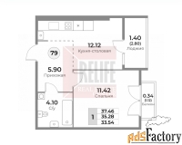 1 - комн.  квартира, 36.58 м², 10/10 эт.