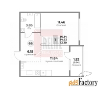 1 - комн.  квартира, 36.34 м², 7/10 эт.