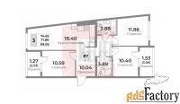 3 - комн.  квартира, 74.65 м², 3/10 эт.