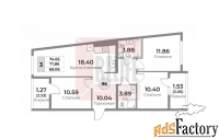 3 - комн.  квартира, 74.65 м², 8/10 эт.