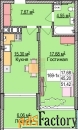 1 - комн.  квартира, 46.8 м², 3/6 эт.