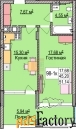 1 - комн.  квартира, 46.6 м², 2/6 эт.