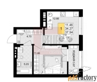 1 - комн.  квартира, 37.94 м², 4/7 эт.