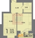 1 - комн.  квартира, 31 м², 1/9 эт.