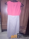 Платье приталенное без рукав. 36-38 р-р, серо-розовое