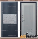 Входная дверь ФЛЕШ Чёрный софт и Чёрная скала / Светло-серый 110 мм