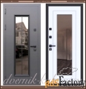 Входная  дверь БРИСТОЛЬ Букле серый / Эмалит белый со стеклом 100 мм