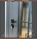 Входная  дверь БРИСТОЛЬ Букле серый / Эмалит белый со стеклом 100 мм