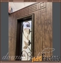 Входная дверь КОВКА Медный антик / Лесной орех со стеклом 100мм Россия
