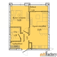 1 - комн.  квартира, 51 м², 15/20 эт.