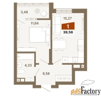 1 - комн.  квартира, 39,56 м², 2/23 эт.