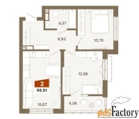 2 - комн.  квартира, 55,51 м², 3/23 эт.