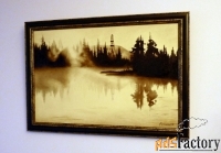картина нефтью «буровая у озера»