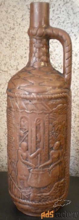 Глиняная декоративная бутылка. 1 литр.