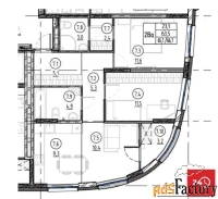 2 - комн.  квартира, 63.5 м², 11/16 эт.