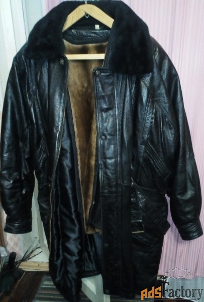 мужская  куртка кожаная утеплённая (удлинённая)