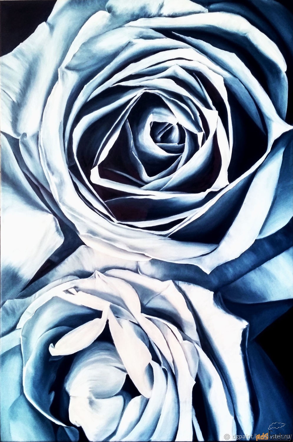 интерьерная картина маслом розы индиго