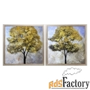 Модульные интерьерные картины Золотые деревья
