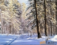 Картина маслом на холсте Зимний лес