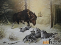 картина «охота на лося»