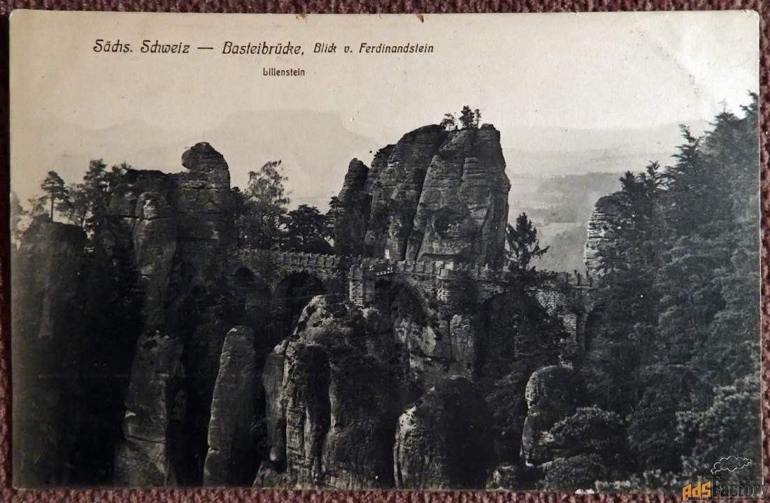 антикварная открытка «бастейский мост. скала фердинанда» (германия)