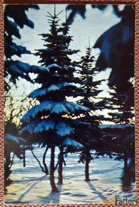 Открытка. С Новым годом. Пейзаж. 1971 год