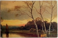 антикварная открытка осенний пейзаж