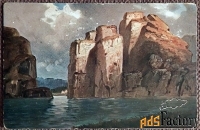 антикварная открытка скалистый берег