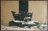 антикварная открытка «спб. ростральная колонна под снегом». кр. крест